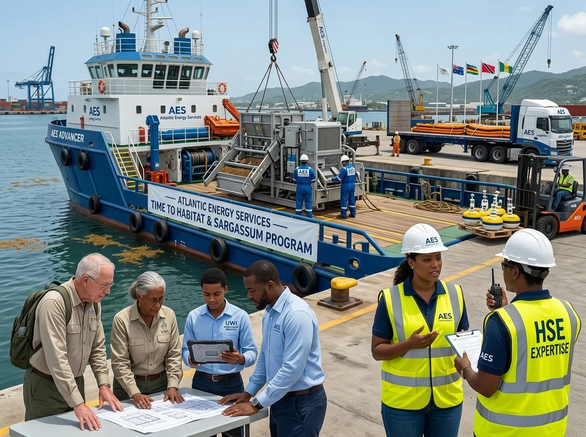 Partners in HSE vests at a dockside briefing beside a vessel